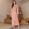 Ubranie etniczne Różowe ręcznie robione diamentowe marokańskie muzułmańskie kobiety z kapturem Abayas na vestidos largos caftan marocain