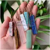 Подвесные ожерелья натуральный камень минерал нергар rec Quartz Pendum Amazonite Tiger Eye Lapsi Pink Crystal Healing Bk Del Dhgarden Dhnp0