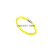 Other Bracelets Fashion Jewelry Men Black Leather Bracelet Magnetic Pseras Punk Cord Braided Couple Drop Delivery Dh1Hq