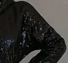 Giacche da donna 2023 Autunno cappotto paillettes con cappuccio design piccolo manica lunga sottile