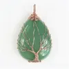 Pendanthalsband Natural Stone Healing Crystal Tree of Life Charms Waterdrop Pendants Rose Quartz Copper Wire Wrapped Trend Dhgarden Dht3i