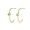 Boucles d'oreilles créoles Europe et amérique Turquoise mode fleur bleue Zircon boucle d'oreille Simple brillant cristal bijoux Piercing Pendientes