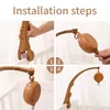 Ratels Mobiles Diy Baby Crib Bed Bell Holder Arm Toy Imitatie Wood Graan Infant Decoratie Toys Roterende muziekdoos Nootschroef Beugel 230202