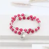 Beaded Freshwater Ctured Pearl Armband Layer Wrap Colored Love Wish 67mm Bead Bangle Jewelry for Women Drop Delivery Armband DHXWY