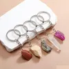 Keychains Lanyards Irregar Ore Crystal Opal Natural Stone Nyckelringar Rough Gem Charms Healing Keyrings For Women Men Drop D DHGARDEN DHB7I