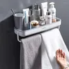 Badzubehör-Set GURET Abtropfbare Badezimmerregale Shampoo-Dusche-Aufbewahrungsregal Abnehmbares Handtuch für Küchenzubehör-Organizer