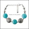 Charm Bracelets Cuff Bead Bracelet Bohemia Charming Nice Round Turquoise Drop Delivery Jewelry Dhxur