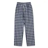 Indumenti da notte da uomo 2023 Primavera Autunno Uomo Cotone Pantaloni da notte Maschile Casual Plaid Pigiama Salotto Pantaloni da notte Plus Size Casa