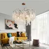 Chandeliers Foyer Large Artistic Copper Branches Light Glass Tree Lustre Living Room Villa Leave Chandelier Bedroom Home