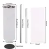 20oz Warmte Sublimatie Blanks Tuimelaars Magere Tumbler met Deksel Stro Roestvrij Staal Reismokken Rechte Slanke Kopjes WWQ