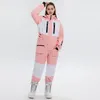 Skiing Jackets One Piece Ski Suit Winter Clothing Women Jumpsuit Windproof Waterproof Thicken Super Warm Men Snowboard For Mountain Riding