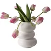 Vases Doughnut Shaped Vase Hydroponics White Ceramic Home Desktop Decoration Flower Arranger Pot Decor