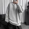 Herrtröjor Pure Color Round Neck Pullover Tröja manlig kvinnlig student koreansk version Löst Hong Kong Trend tunn långärmad grundläggande toppar