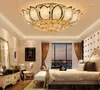 Plafonniers fleur lumière moderne avec abat-jour en verre lampe dorée pour salon chambre lampara De Techo Abajur