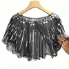 Scarves 2023 Vintage Women Striped 1920s Shawl Wraps Beaded Sequin Deco Evening Cape Bolero Flapper Cover Up Mesh Shrug