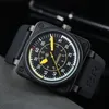 2023 Armbanduhren Herren Automatische mechanische Uhr Glocke Braunes Leder Schwarz Gummi Ross Armbanduhren Multifunktions Sechs Stiche vv03