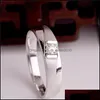 Solitaire Ring Moissanite Diamond Sier Engagement Wedding Band Rings for Women Men Party Jewelry Drop Delivery DHV3X