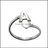 Bandringen DIY AZ 26 Letters Roestvrij staal Open Liefde Hartvormige Gold Engagement Bruiloft Sieraden Druppel Levering Otozj