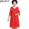 Party Dresses Femme Middle Aged Robe Red Dress Chiffon Loose 2023 Summer Of The Big Sizes 5XL 6XL Womens Clothing FYY651