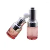 Bottiglie di stoccaggio 20ml 30ml Bottiglia di olio essenziale di vetro rosa Pipetta contagocce Coperchio d'argento Bianco Top Imballaggio comestico Contenitore ricaricabile