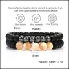 Beaded Strands 2Pcs /Set Chakra Nce Yoga Beads Bracelet For Women Men 6Mm 8Mm Tiger Eye Natural Stone Elastic Bracelets Stretch Cas Ottcv