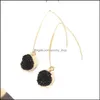 Dangle lustre résine pierre boucles d'oreilles Druzy Drusy pour femmes plaqué or rond cercle forme oreille bijoux de mariage cadeaux goutte livrer Otbzr