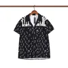 Fashion Hawaii Floral Letter Print Beach Shirts Men's Designer Silk Bowling Shirt