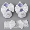 First Walkers Luxury Pearl Baby Girl Shoes Walker Headband Set Sparkle Bling Crystals Princess Shower Gift SH