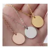 Pendant Necklaces Blank Round Necklace Stainless Steel Gold Minimalist Dog Tag Coin Jewelry For Buyer Drop Delivery Pendants Otje5