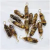 Charms Gold Wire Wrap Natural Stone Tiger Eye Pillar Shape Point Chakra Pendants For Jewelry Making Wholesale Handmade Craft Dhgarden Dhvqw