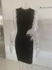 Sukienki imprezowe Solidny kolor czarny seksowna wycięta sukienka koktajlowa