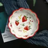 ボウルズ波状レースセラミックボウルクリエイティブ韓国の花フルーツサラダデザートスープ磁器食器ホームキッチンディナーウェア