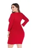 Plus Size Dresses Women Dress Autumn Long Sleeve Cotton Red Vestido Negro Short Tight V Neck Vestidos Cortos De Fiesta Elegante 2023