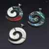 Pendant Necklaces Natural Abalone Shell Brooch Round Shape Circle Charms For Making Women Men Jewerly Necklace 40x50mm