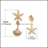 Pendientes colgantes de concha asimétrica bohemia para mujer, declaración de fiesta, estrella de mar, Color dorado, Metal, verano, novia, joyería D Otgop