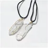 Collares pendientes Collar de bobinado de alambre de piedra natural Irregar Roca Cristal de cuarzo blanco para mujer Regalo de la joyería Entrega de la gota Dhgarden Dhmmw