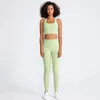 Yoga outfit naken känsla set kvinnor fitness sportkläder 2 stycke strappy sport bh hög midja gym leggings träning aktivt slitage 230203