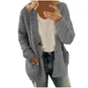 Women's Knits Plus Size Plush Sweater Women Cardigan Long Sleeve Pockets Winter Autumn Button Sweaters Female Knitted Tops Pull Femme