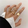 Ring Pierścień Modyle 10 PC/Zestaw Bohemian Set Gold Silver Color szeroki S FOR GIRLS Simple Chain Finger Tail S Y2302