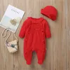 Kledingsets herfst winter baby lange mouw jumpsuit meisje romperhat katoen peuter baby rompers kinderjumpsuits 230202