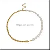 Pendentif Colliers Perles Collier de perles d'eau douce naturelles pour femmes Vintage Twist Couture Chaîne Couker Ins Bijoux Drop Livraison P Dhkdn