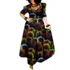 African Women's Square Neck Dress Large Size Short Sleeve Clothing Casual Traditional Clothing Wy092