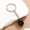 Keychains Lanyards Irregar ellips Crystal Opal Natural Stone Key Rings Square Gem Charms Helende sleutelhangers voor vrouwen Men Dhgarden Dhrwu