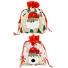 Decorações de Natal Bolsa de armazenamento de doces infantis com tiras de corda interna para armazenar brinquedos de botão