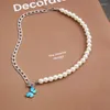 سلاسل Zhixun Pearl Butterfly Chain Netclace Vintage Silver Color Chokers for Women Fashion Fashion Excessories