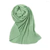 Schals Verkauf Plain Bubble Chiffon Hijab Schal Patchwork Falten Frauen Schal Muslimischen Turban Kopf Wrap Stirnband Einfarbig