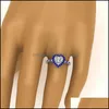 Anelli a grappolo Moda Zircone Matrimonio a forma di cuore Per le donne Fidanzamento Misura da 6 a 10 Gioielli Regalo per feste Consegna goccia Otcf4