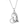 Naszyjnik łańcuchów dla kobiet srebrny 925 Sterling Mother and Child Heart Love Wising Biżuteria
