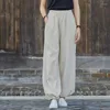 Damenhose, chinesische Damen-Leinenhose, Bambus, super atmungsaktiv, Freizeit-Bloomers, Yoga, Kungfu, lockeres elastisches Band, Taille, Jogger-Höschen