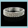 Bangle Fashion 16 Row White Crystal Tennis Armband Bridal Stretch Sier Tone Perfekt f￶r br￶llopsl￤ppleverans smycken armband otby0